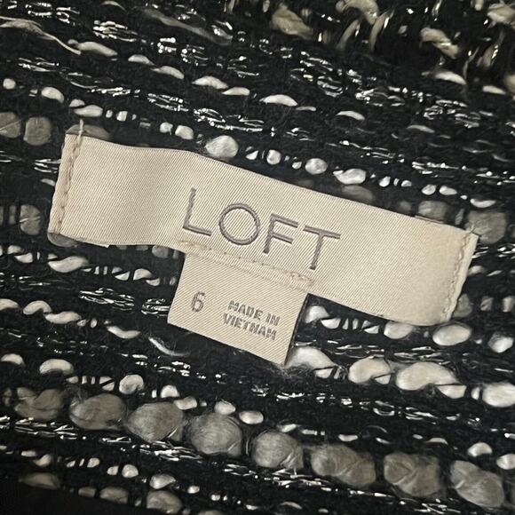 Loft Tweed Mini Skirt Womens 6 Black Silver Metallic Business Casual Sexy Short - Picture 9 of 11